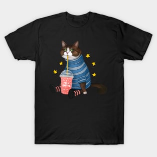 Cat with milk shake T-Shirt